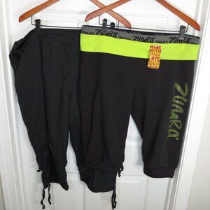 *Lot of 2* ZUMBA Active Capri Pants - Shake It Capri & Black Parachute Size XXL